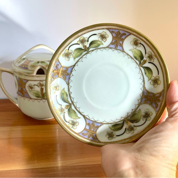 Antique Nippon Porcelain Mustard Condiment Jam Jar with Lid and Matching Saucer - Picture 10 of 13